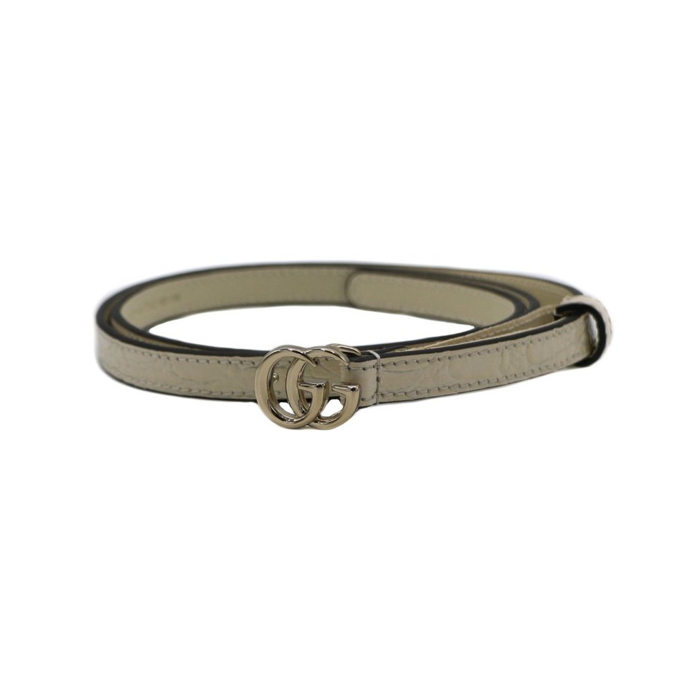 13066 - Gucci White Leather Thin Belt 703327